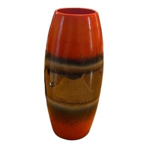 Nocal Ceramics LDA Orange Pottery Vase Portugal Made